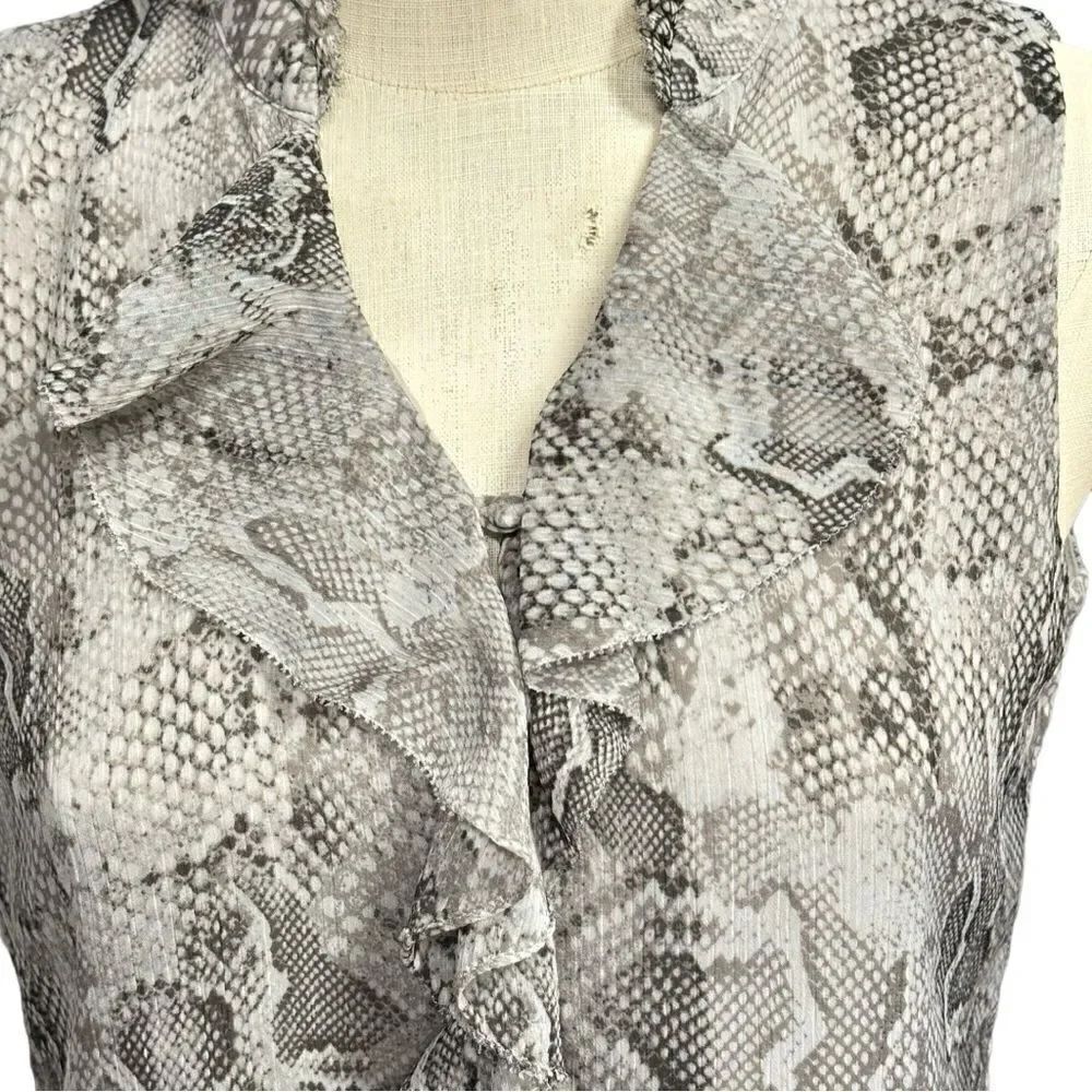 White House Black Market Snake Print Sleeveless Blouse Size 2 - Picture 8 of 12